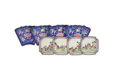 Lot 402 - A COLLECTION OF CHINESE FAMILLE ROSE CANTON ENAMEL TRAYS.