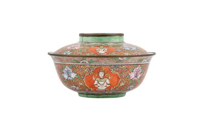 Lot 411 - A CHINESE FAMILLE ROSE BOWL AND COVER FOR THE THAI MARKET.