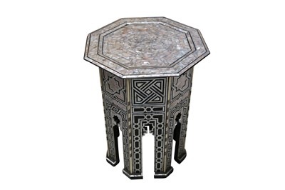 Lot 329 - λ A SMALL HARDWOOD MOTHER-OF-PEARL AND IVORY-INLAID OCCASIONAL TABLE