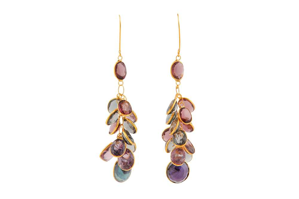 Lot 89 - A pair of gem-set earrings
