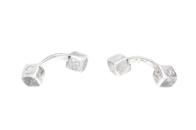 Lot 457 - Chanel Silver Cube Motif Cufflinks