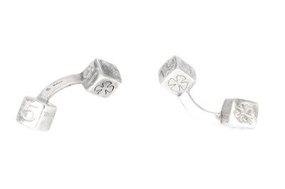 Lot 457 - Chanel Silver Cube Motif Cufflinks