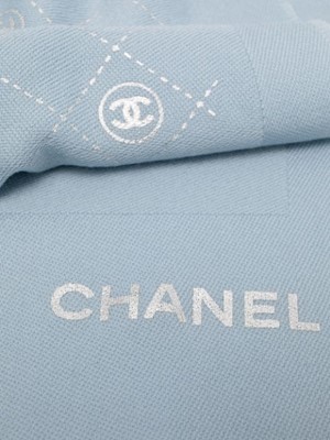 Lot 98 - Chanel Baby Blue Logo Wool Long Scarf