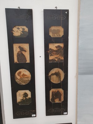Lot 132 - A PAIR OF PANELS ENCLOSING CHINESE DALI DREAM STONE PLAQUES.