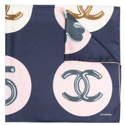 Lot 130 - Chanel CC Circle Print Silk Scarf