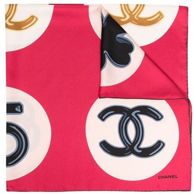 Lot 19 - Chanel CC Circle Print Silk Scarf