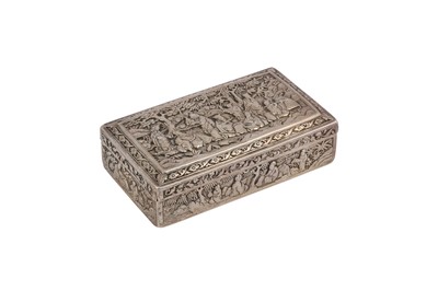 Lot 695 - A CHINESE SILVER RECTANGULAR-SECTION 'EIGHT IMMORTALS' BOX.