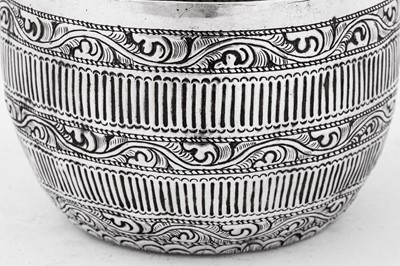 Lot 194 - An early 20th century Burmese unmarked silver bowl, Shan States circa 1930