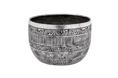 Lot 194 - An early 20th century Burmese unmarked silver bowl, Shan States circa 1930