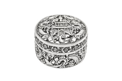 Lot 101 - A late 19th century Chinese Straits, unmarked silver box, Siamese (Thai) probably Bangkok circa 1890