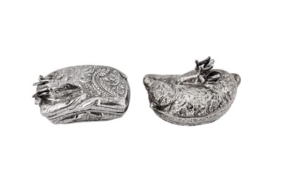 Lot 207 - Four mid-20th century Cambodian unmarked silver lime or betel boxes, circa 1950