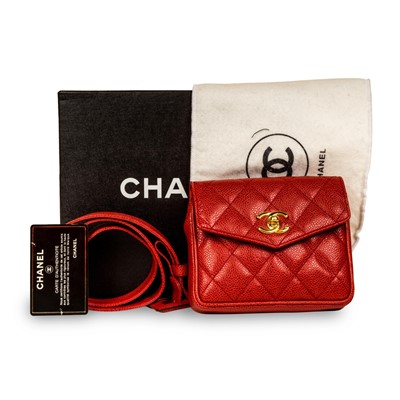 Lot 5 - Chanel Red Mini Square Belt Bag
