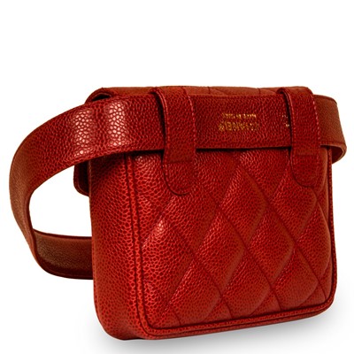 Lot 5 - Chanel Red Mini Square Belt Bag