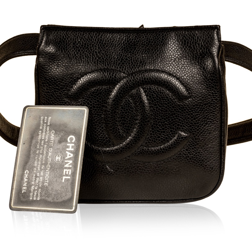 Lot 398 Chanel Black CC Logo Belt Bag