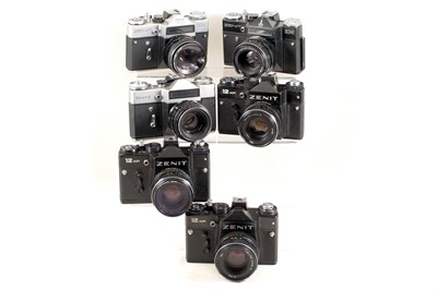 Lot 253 - Group of Six Zenit Cameras.