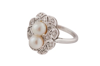 Lot 10 - A cultured pearl and diamond dress ring