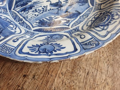 Lot 149 - TWO CHINESE BLUE AND WHITE KRAAK PORCELAIN DISHES.