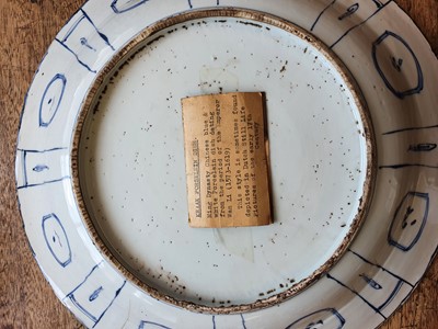 Lot 149 - TWO CHINESE BLUE AND WHITE KRAAK PORCELAIN DISHES.