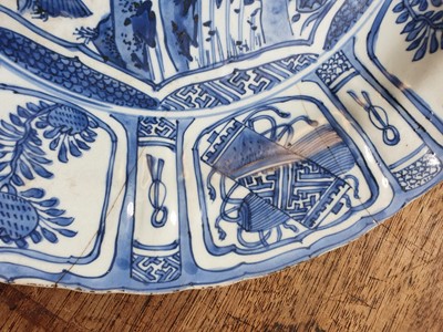 Lot 149 - TWO CHINESE BLUE AND WHITE KRAAK PORCELAIN DISHES.