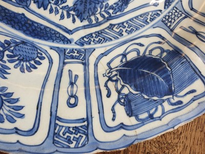 Lot 149 - TWO CHINESE BLUE AND WHITE KRAAK PORCELAIN DISHES.