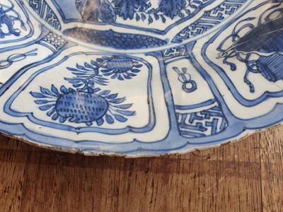Lot 149 - TWO CHINESE BLUE AND WHITE KRAAK PORCELAIN DISHES.