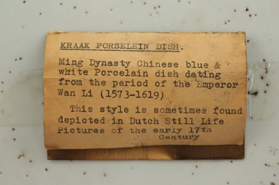 Lot 149 - TWO CHINESE BLUE AND WHITE KRAAK PORCELAIN DISHES.