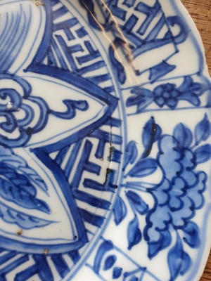 Lot 149 - TWO CHINESE BLUE AND WHITE KRAAK PORCELAIN DISHES.