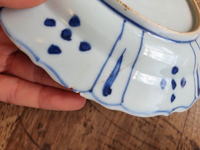 Lot 149 - TWO CHINESE BLUE AND WHITE KRAAK PORCELAIN DISHES.
