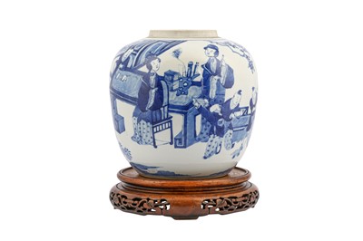 Lot 155 - A CHINESE BLUE AND WHITE 'LADIES AND BOYS' JAR.