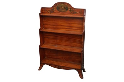 Lot 180 - A SHERATON REVIVAL SATINWOOD WATERFALL BOOKCASE, LATE 19TH CENTURY