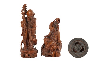 Lot 462 - A CHINESE WOOD CARVING OF SHOU LOU, 20TH CENTURY