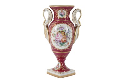 Lot 23 - A FRENCH LIMOGES PORCELAIN VASE, IN THE EMPIRE TASTE, 20TH CENTURY