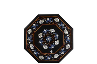 Lot 286 - AN OCTAGONAL PIETA DURA AND MOTHER OF PEARL INLAID TABLE TOP, 20TH/21ST CENTURY