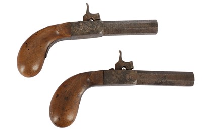 Lot 942 - A PAIR OF POCKET PERCUSSION PISTOLS, 19TH CENTURY
