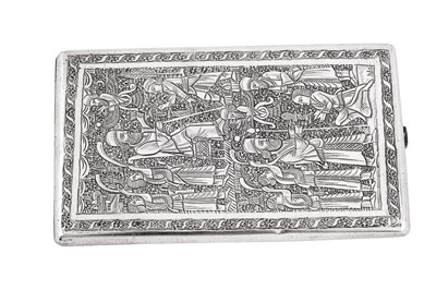 Lot 295 - A mid-20th century Iranian (Persian) silver cigarette case, Isfahan circa 1940 mark of Fadavi