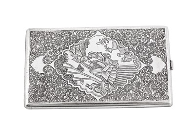 Lot 295 - A mid-20th century Iranian (Persian) silver cigarette case, Isfahan circa 1940 mark of Fadavi