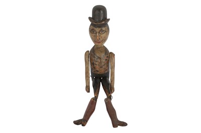 Lot 117 - A FOLK ART TREEN ARTICULATED FIGURE OF A MAN, 19TH CENTURY AND LATER