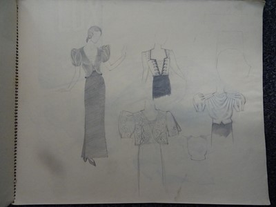 Lot 171 - ATTRIBUTED TO DAME MARY QUANT (BORN 1930), STUDENT'S SKETCHBOOK OF FASHION STUDIES