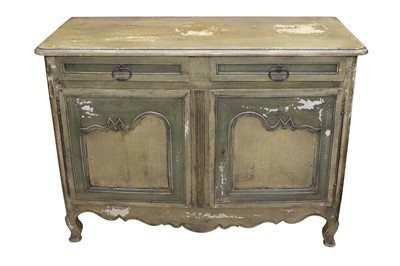 Lot 184 - A FRENCH GREEN PAINTED CUPBOARD, 20TH CENTURY