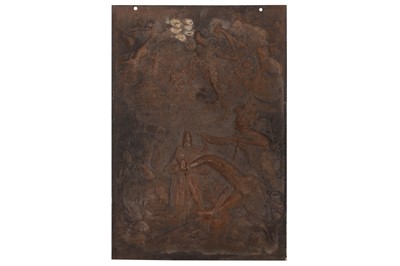 Lot 55 - A CONTINENTAL CAST IRON PLAQUE OF THE MARTYDOM OF ST URSULA AND THE ELEVEN THOUSEND MAIDENS