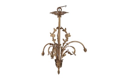 Lot 353 - A LACQUERED BRASS THREE LIGHT CHANDELIER