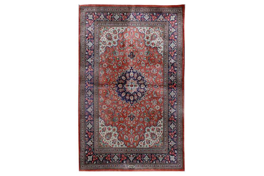 Lot 44 - AN EXTREMELY FINE SIGNED SILK QUM RUG, CENTRAL PERSIA