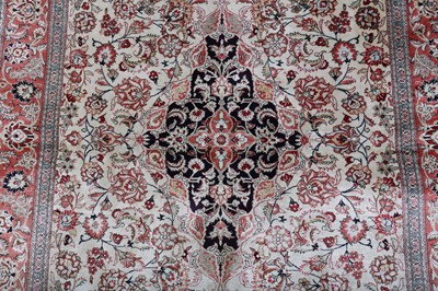 Lot 9 - AN EXTREMELY FINE SILK QUM RUG, CENTRAL PERSIA