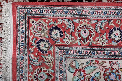Lot 9 - AN EXTREMELY FINE SILK QUM RUG, CENTRAL PERSIA