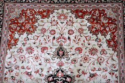 Lot 50 - AN EXTREMELY FINE SILK QUM RUG, CENTRAL PERSIA