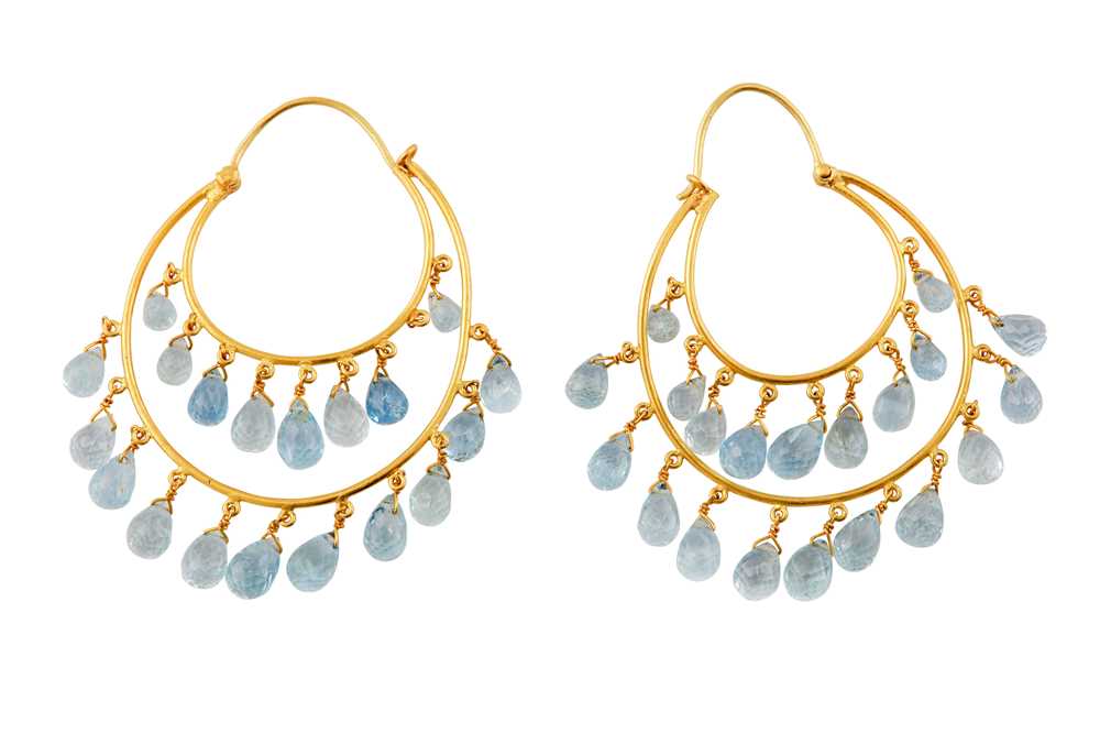 Lot 77 - A pair of blue topaz earrings