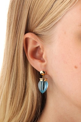 Lot 84 - A pair of blue topaz earrings