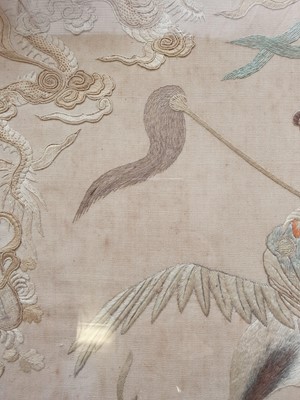 Lot 714 - A CHINESE EMBROIDERED 'IMMORTAL' SILK PANEL.