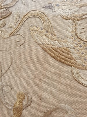 Lot 714 - A CHINESE EMBROIDERED 'IMMORTAL' SILK PANEL.
