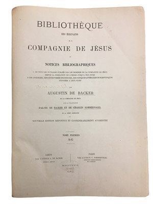 Lot 508 - De Backer (Augustin, et al.): Bibliothèque des écrivains de la Compagnie de Jésus